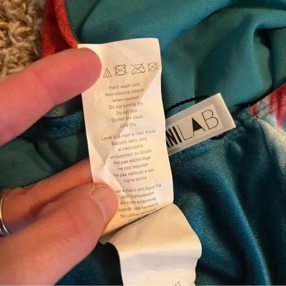 NWT The Bikini Lab Dip Dye Plunge Neck One-Piece Swimsuit in Teal Size S - Picture 8 of 10